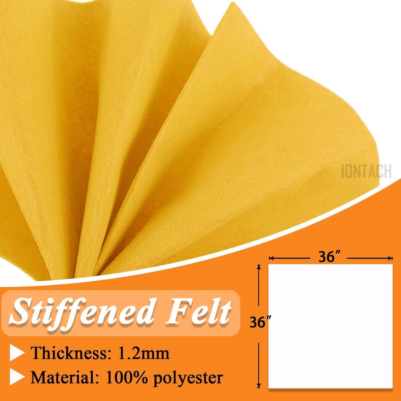 IONTACH قماش فيelt أصفر ذهبي 36" × 36" (1 ياردة مربعة)، مربع فيelt صلب بسماكة 1.2 مم لمشاريع الحرف اليدوية والخياطة والفنون، زينة بطانة - Image 3